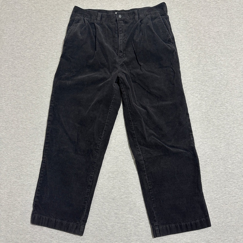 Covington Corduroy Pleated Pants Relaxed Fit Cotton Trousers Black Mens 35x28